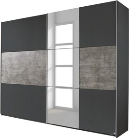 Šatníková skriňa Prenzlau, 218 cm,tmavá sivá / sivý betón