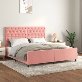 Rám postele s čelom ružový 160x200 cm zamat 3125951