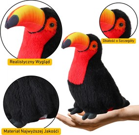 LEAN Toys Plyšový vták tukan objíma červený 35cm