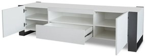 Biela RTV skrinka Modi 188 cm s dvomi dverami a zásuvkou - matná biela / grafit