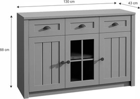 Trojdverová komoda so zásuvkami Provance K3S - sivá