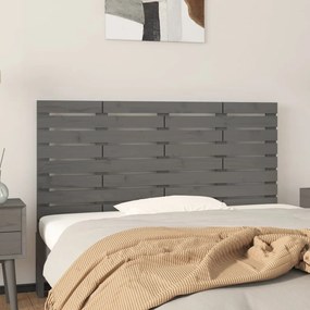 vidaXL Nástenné čelo postele sivé 146x3x63 cm masívna borovica