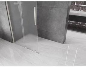 Mexen Velar, sprchová zástena s posuvnými dverami Walk-in 85 x 200 cm, 8mm sklo námraza, brúsená oceľ, 871-085-000-33-97