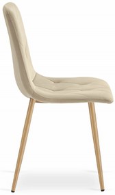 Svetlobéžová zamatová jedálenská stolička LIBRA