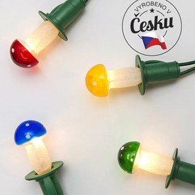 Svetelná reťaz Muchotrávka farebná, 12 žiaroviek