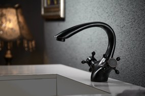 Rea Retro, vysoká umývadlová batéria h-165, čierna matná-mosadzná, REA-B0225