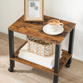 Pojízdný kancelářský regál Vasagle Pipewood 38 cm hnědý/černý