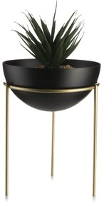 KOVOVÝ KVETINÁČ SO STOJANOM LOFT 20X15 CM ČIERNA/ZLATÁ