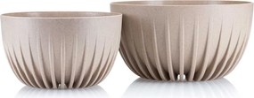PLASTOVÝ KVETINÁČ STRIPPED ECO SADA 2KS 16X30 CM+15X24 CM BÉŽOVÁ