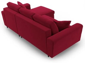 Červená zamatová rozkladacia/s úložným priestorom rohová pohovka Kyoto – Cosmopolitan Design