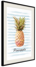 Artgeist Plagát - Pineapple and Stripes [Poster] Veľkosť: 20x30, Verzia: Čierny rám s passe-partout
