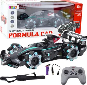 LEAN Toys Závodné auto, športové auto, diaľkovo ovládané RC s efektom dymu, 2,4 GHz, čierne