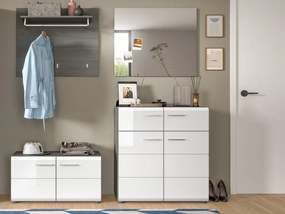 Predsieňová zostava Salsa (4-dielna), sivý dub/biela lesk