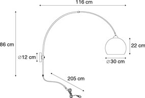 Inteligentná oblúková nástenná lampa oceľová s bielym tienidlom vrátane WiFi G125 - Bow
