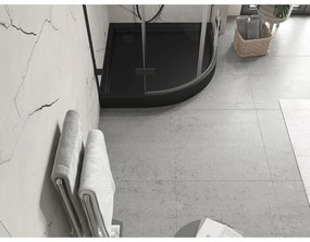 Mexen Flow+, štvrťkruhová sprchová vanička 90 x 90 cm, čierna matná, 46Q709090H