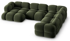 Zelená zamatová rohová pohovka (pravý roh/do tvaru "U") Loretto – Cosmopolitan Design