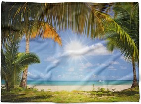 Deka Palmy na pláži  (Rozmer: 150 x 120 cm, Podšitie baránkom: NE)