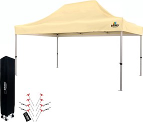 BRIMO Nožnicový párty stan EXCLUSIVE ALU 3x4,5 m bez stien béžový