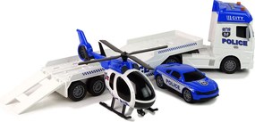 LEAN Toys Sada: Polícia, odťahovka, nákladné auto, autíčko, vrtuľník, zvuky, svetlá