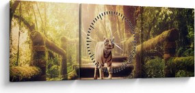 Obraz tigra (s hodinami) (90x30 cm)