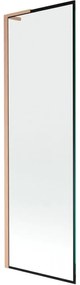 Mexen Next L, 1-krídlová vaňová zástena 60 x 150 cm, 6mm číre sklo-čierny vzor, medený profil, 895-060-000-03-70-65