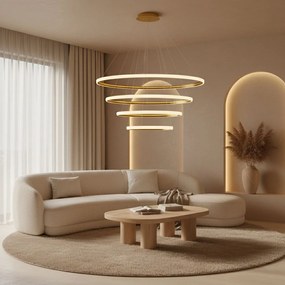 Toolight Toolight, závesná lampa 100cm, LHJ009-CP4, zlatá, OSW-50072