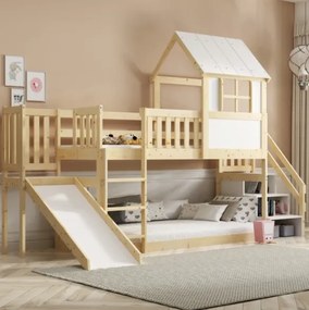 Interbeds Poschodová posteľ Antresola Domček so šmykľavkou a schodmi 200cm x 90cm