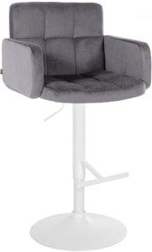 Barová stolička Los Angeles - zamat, biely rám - tmavo šedá