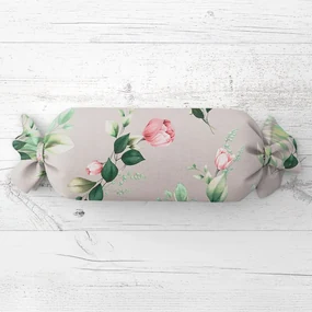 Biante Vankúš valec bonbon Sandra SA-452 Ružové kvety na sivom 15x80 cm