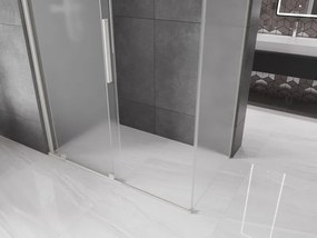 Mexen Velar, sprchový kút s posuvnými dverami 160 x 75 cm, 8mm sklo námraza, brúsená oceľ, 871-160-075-31-97