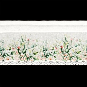 Dekorstudio Kuchynská záclonka ESTERA zdobená kvetinovou potlačou a čipkou 150 x 30 cm