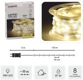 Svetelná reťaz - svetelný had 500 LED micro 50m Teplá biela