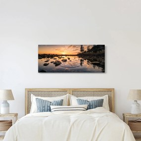 Obraz - Západ slnka pri jazere (120x50 cm)