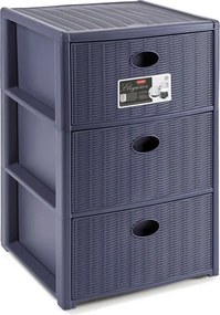 STEFANPLAST Plastový úložný regál Elegance, 3 zásuvky, modrý