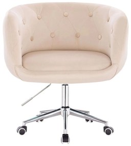 LuxuryForm DESIGN Kreslo MONTANA VELUR na striebornej podstave s kolieskami - krémové