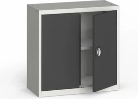 Plechová policová skriňa na náradie KOVONA, 800 x 800 x 400 mm, 1 polica, sivá/tmavo sivá