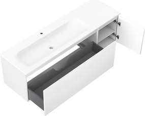 Mexen Orio, kúpeľňová skrinka 160 cm s umývadlom Vela vľavo, 1S, 1D, biela matná, 91A13-16047-3-BBFF01-W23L01