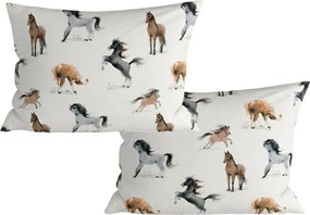 Sada 2 ks dekoračných obliečok na vankúš HORSE DREAM 40x60 cm, biela