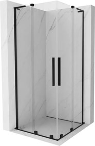 Mexen Velar L Duo, sprchový kút s posuvnými dverami 90 x 90 cm, 8mm číre sklo, čierna matná, 871-090-090-02-03-70