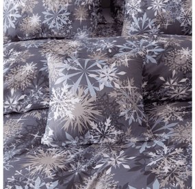 Sada 2ks obliečok z mikrovlákna SNOWFLAKE modrosivé + plachta Jersey 180x200cm biela, dvojlôžko