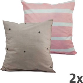 Home Elements Povlak na vankúš obojstranný, sada 2 ks, svetlo šedá a ružová