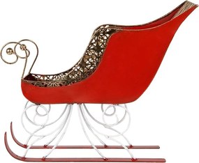 Červeno-zlaté kovové sane Christmas Sleigh - 37*16*31 cm