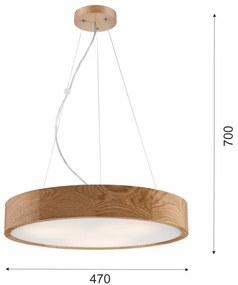 Luster na lanku OAK 3xE27/60W/230V dub ø 47,5 cm