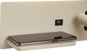 Sada 2 béžových nástenných svietidiel vrátane LED s USB a indukčnou nabíjačkou - Riza