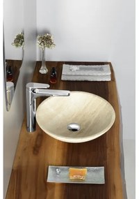 Sapho - Umývadlo na dosku BLOK pr. 40 cm béžové/travertín