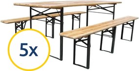 5 x Pivný set 200 x 50 x 25 cm 3 nohy na lavici