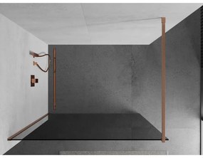 Mexen Kioto, sprchová zástena Walk-In 90 x 200 cm, 8mm šedé sklo, medený matný profil, 800-090-101-65-40
