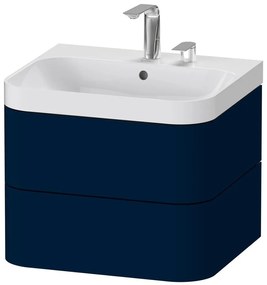 DURAVIT Happy D.2 Plus c-shaped závesná skrinka s nábytkovým umývadlom s dvomi otvormi, 2 zásuvky, 575 x 490 x 480 mm, nočná modrá matná lakovaná, HP4345E9898