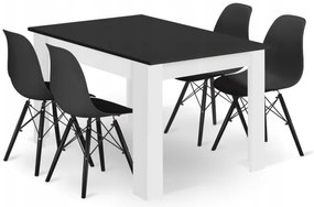 Jedálenský stôl čierny / biely so štyrmi stoličkami OSAKA čierne / biele