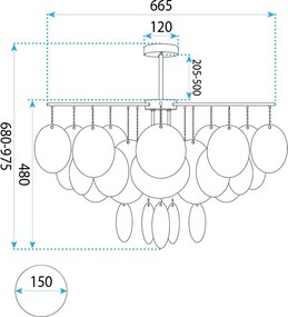 Toolight Toolight, APP1948-3CP, závesné svietidlo so sklenenými diskami, Ø 66,5 cm, 4×E14, zlatá lesklá, OSW-63007